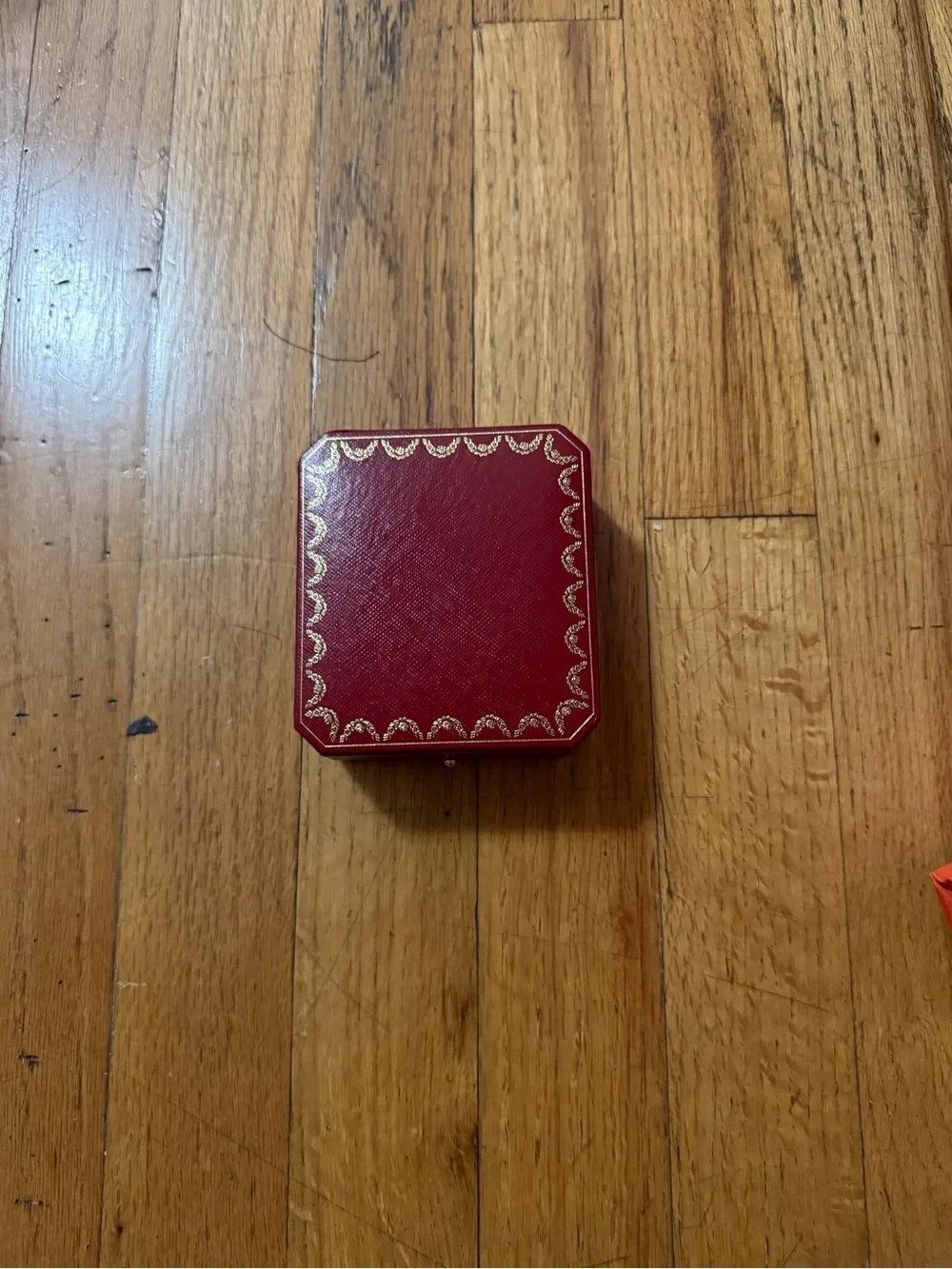 Cartier Red Jewelry Box with Gold Detailing